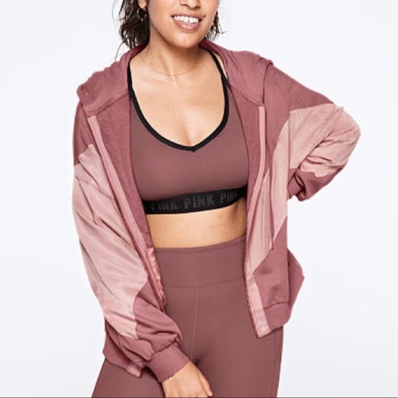 PINK Victoria's Secret Tops - Victoria's Secret Pink Slouchy Sport Hoodie Zip